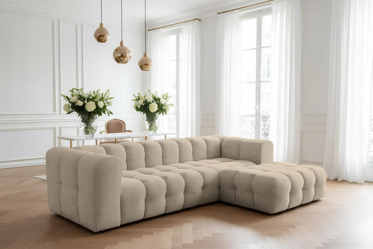 ECKSOFA Solvie In Moly - Beige, Holzwerkstoff/Textil (290/193cm) - Fun Möbel