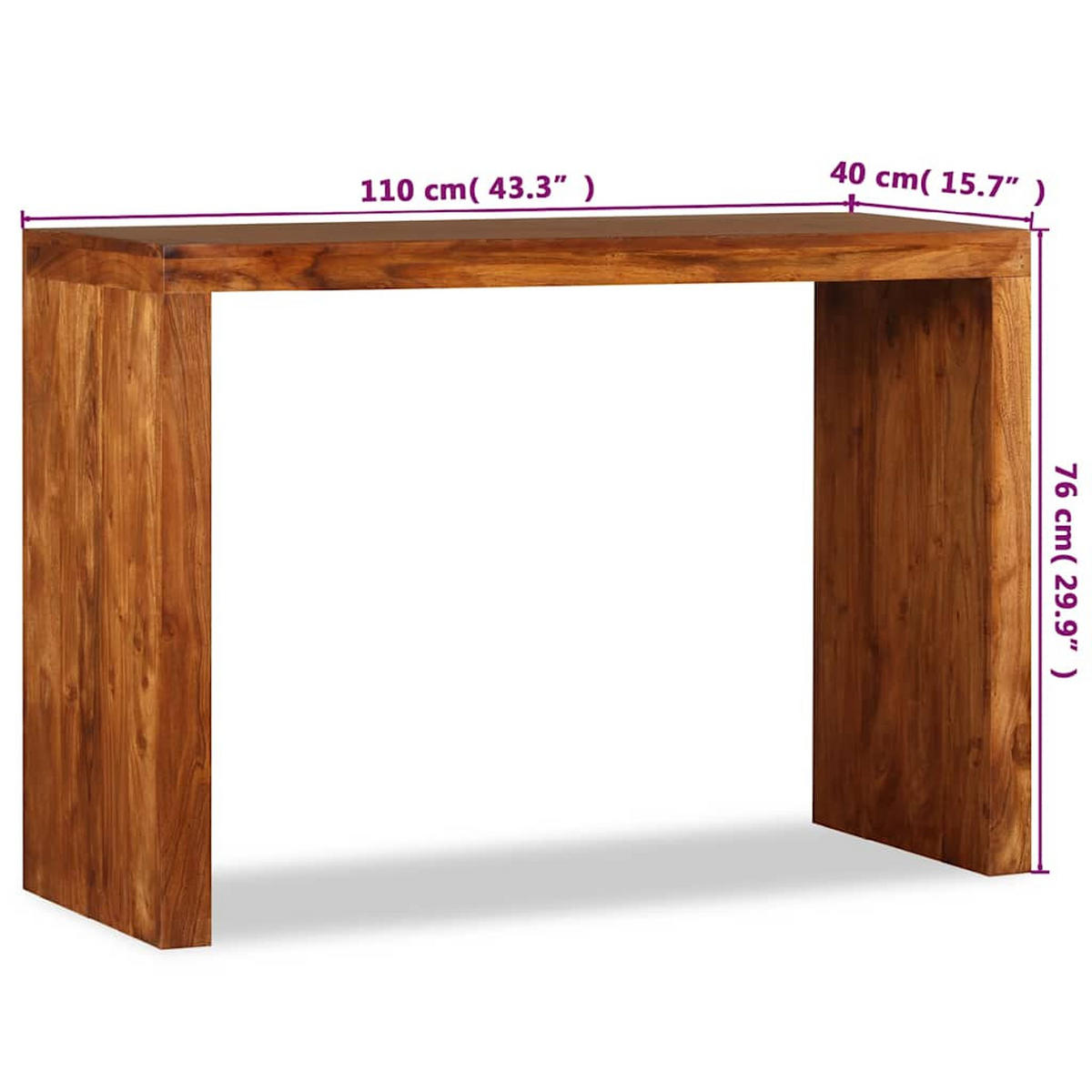 KONSOLENTISCH Massivholz Mit Honigfarbener Politur 110/40/76 Cm - Braun, Holz (110/40/76cm) - vidaXL