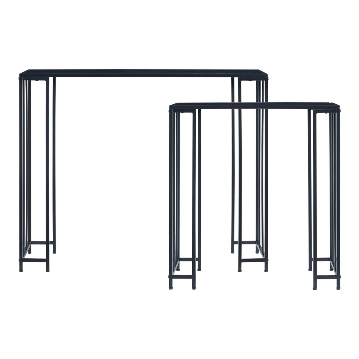 BEISTELLTISCH-SET 2 TLG. Ørsta - Schwarz, Holzwerkstoff/Metall (30/100/80cm) - [en.casa]