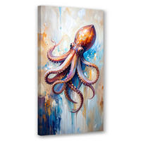 LEINWANDBILD Oktopus Meeresfrüchte 40x80cm - Blau, Textil (40/80cm) - Feeby