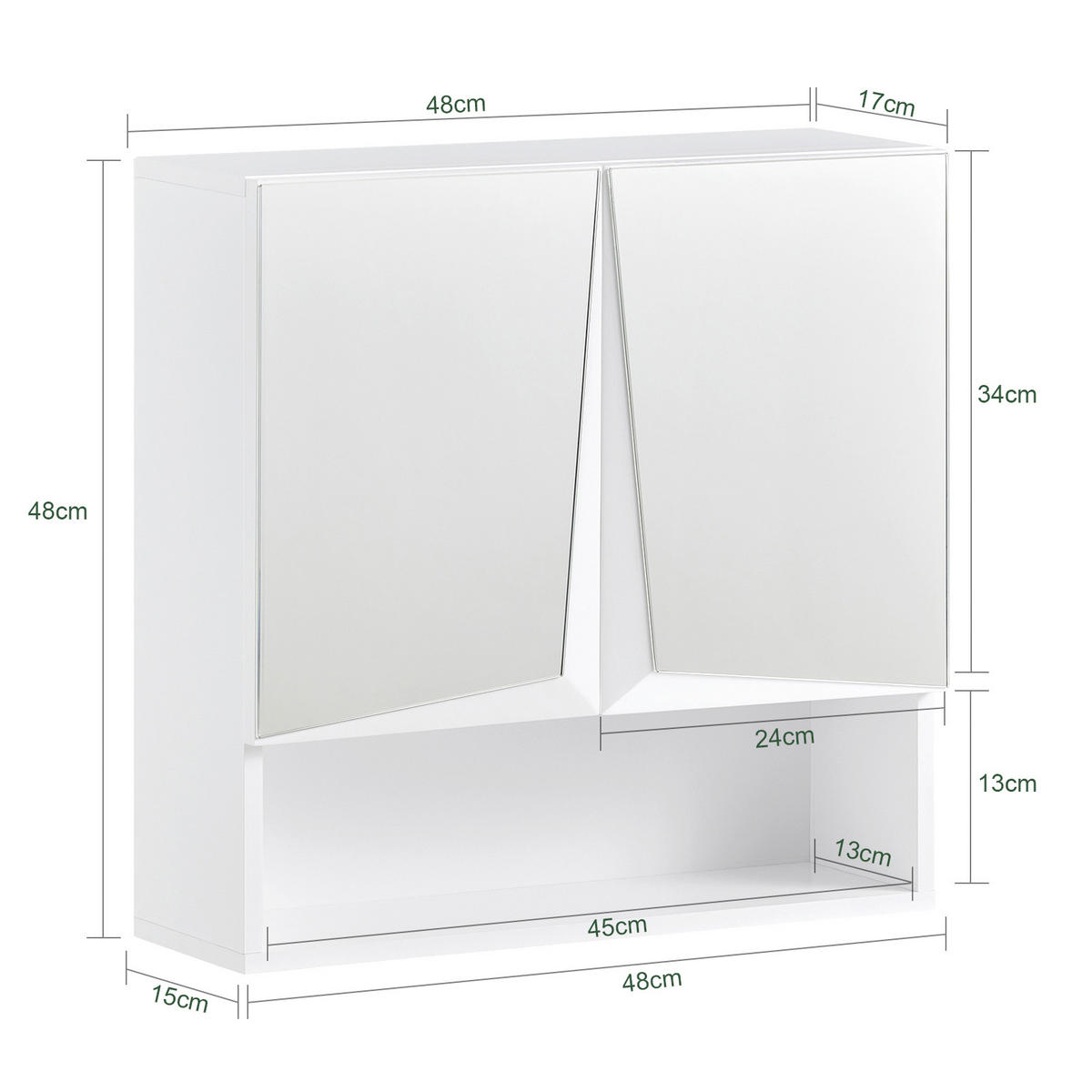 SPIEGELSCHRANK Weiß - Weiß, Glas/Holzwerkstoff (48/48/17cm) - SoBuy
