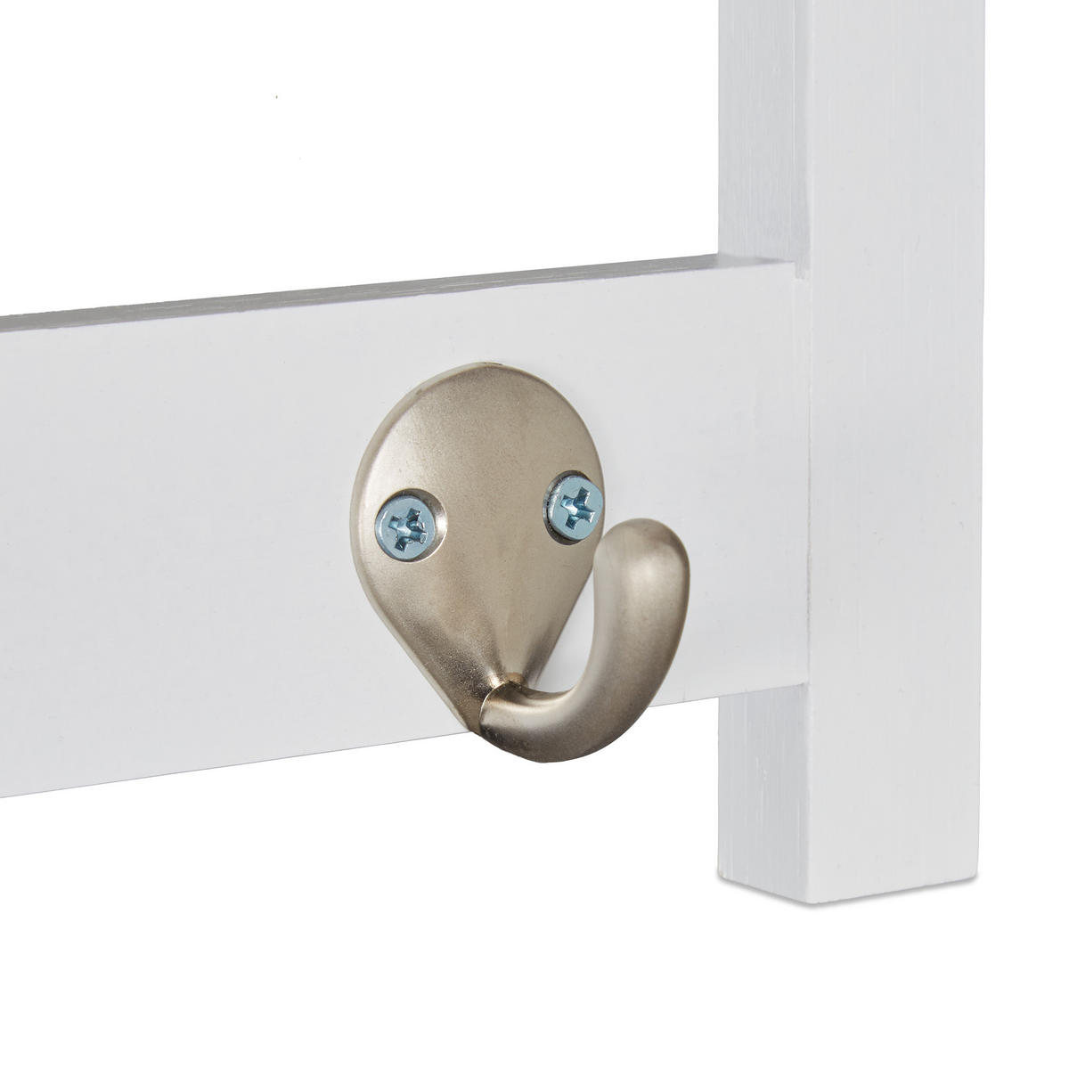 NÁSTENNÝ vešiak s policou - biela, kov/drevo (75/18/16cm) - Relaxdays