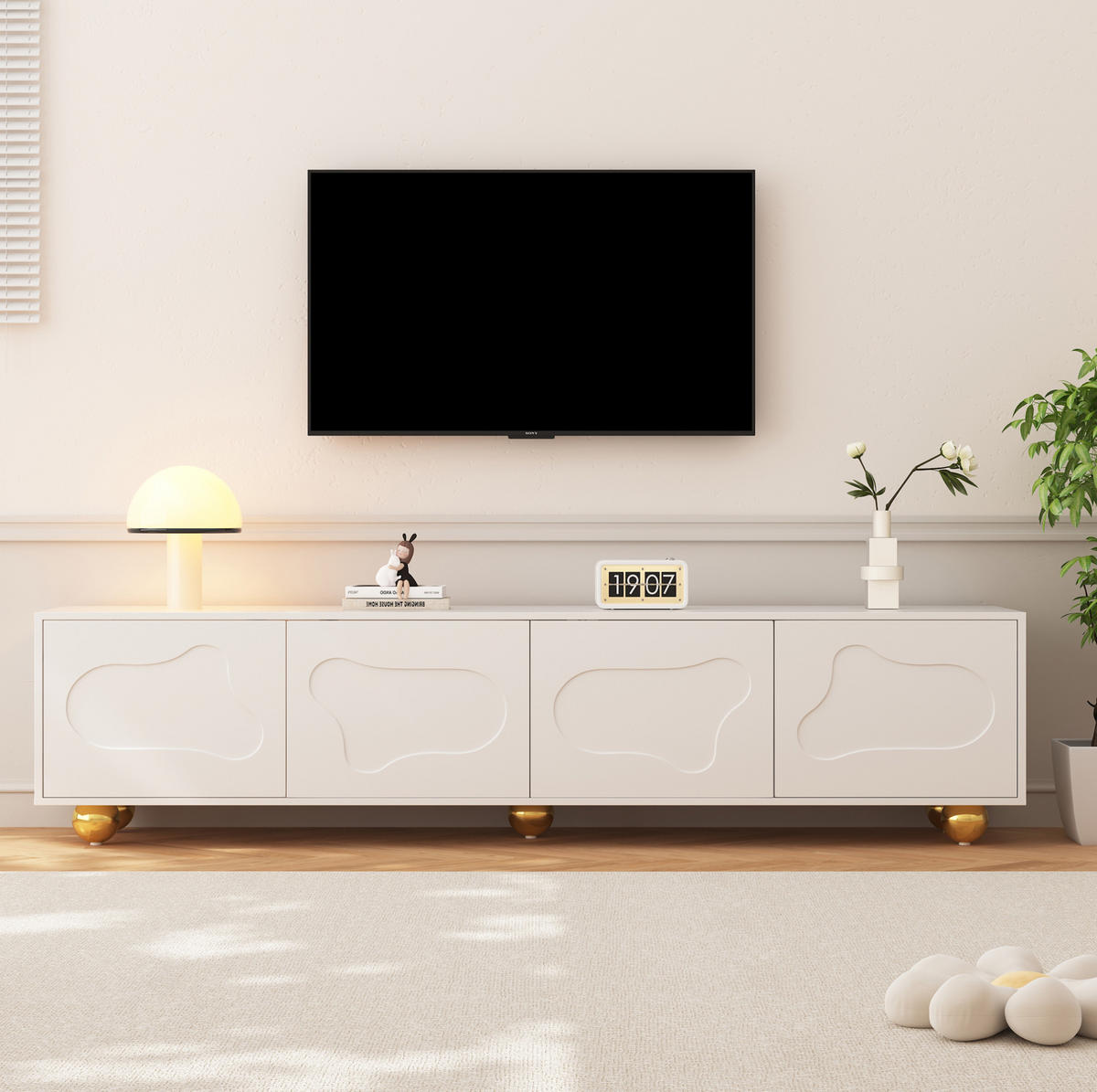 TV-ELEMENT mit 2 Schränken 180 x 40 x 45 cm Weiß - Weiß, Holzwerkstoff (40/45/180cm) - Beauniv