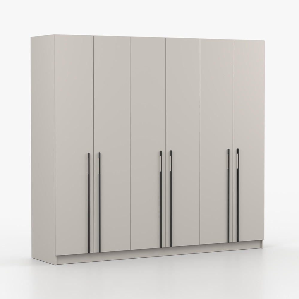 DREHTÜRENSCHRANK ROSA II 6D 230/210/55 cm 6-türig Kaschmir - Kaschmir/Schwarz, Holz/Holzwerkstoff (230/210/55cm) - imoebel24