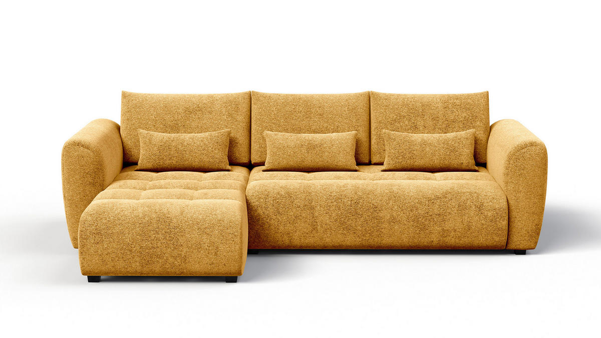 ECKSOFA SORENO 4-Sitzer, gelb - Gelb/Schwarz, Holz/Textil (293/171cm) - Courtois Laville