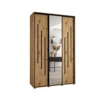 SCHWEBETÜRENSCHRANK 235,2/150/45 3-türig - Schwarz/Eiche Artisan, Holz/Metall (150/235/45cm) - Abiks Möbel