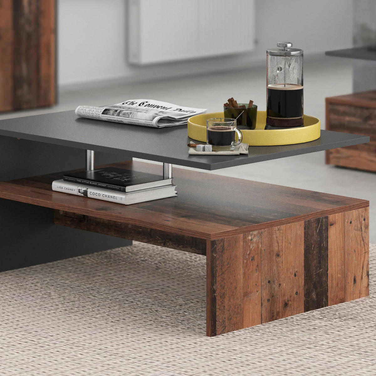 COUCHTISCH Amato Anthrazit 90 x 60 cm - Anthrazit, Holzwerkstoff (60/90/42cm) - Vicco