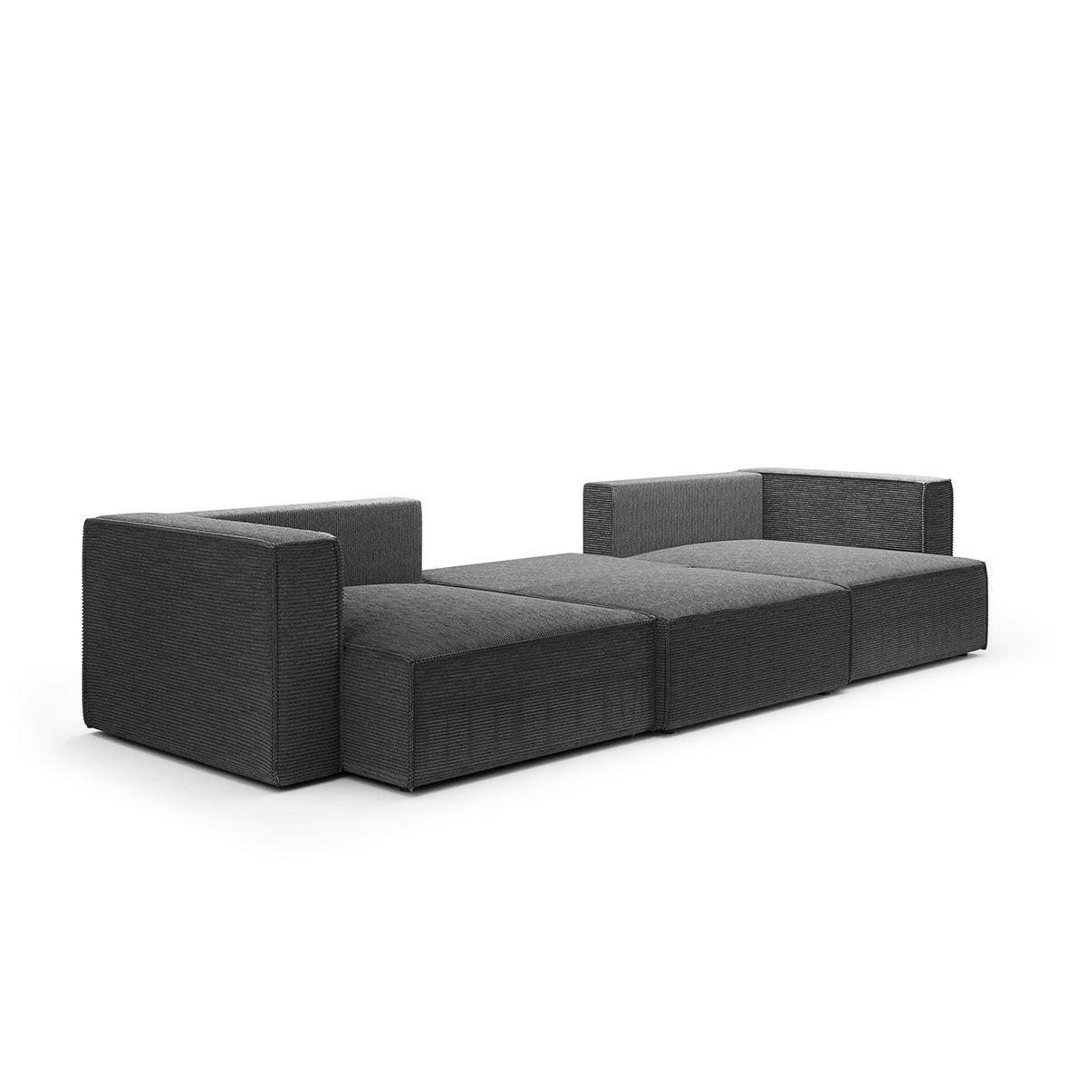 PANORAMASOFA Jimmy 5 Sitzplätze Grau - Grau, Holz (348/77/148cm) - Petits-meubles