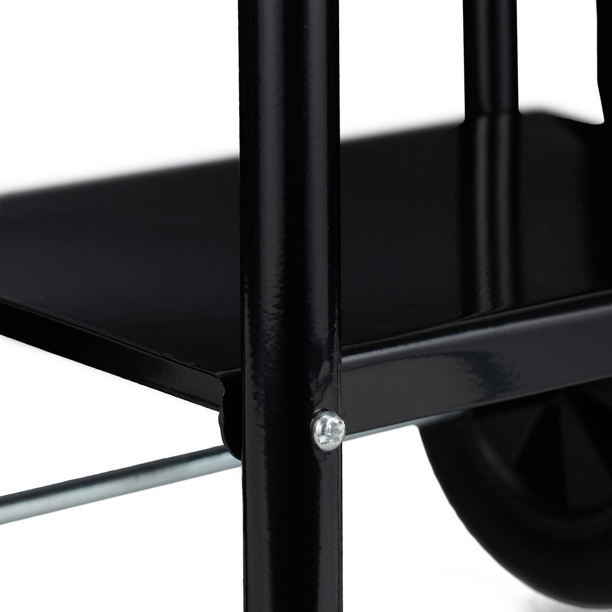 KAMINHOLZWAGEN - Schwarz, Kunststoff/Metall (46/89.5/39cm) - Relaxdays