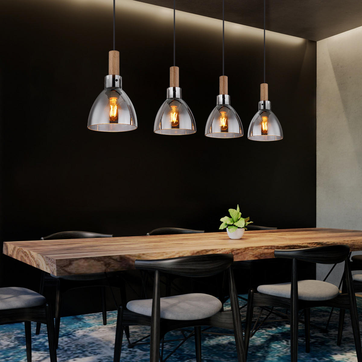 HÄNGELEUCHTE Mattea Metall Schwarz - Schwarz, Glas (105/16/120cm) - Globo Lighting