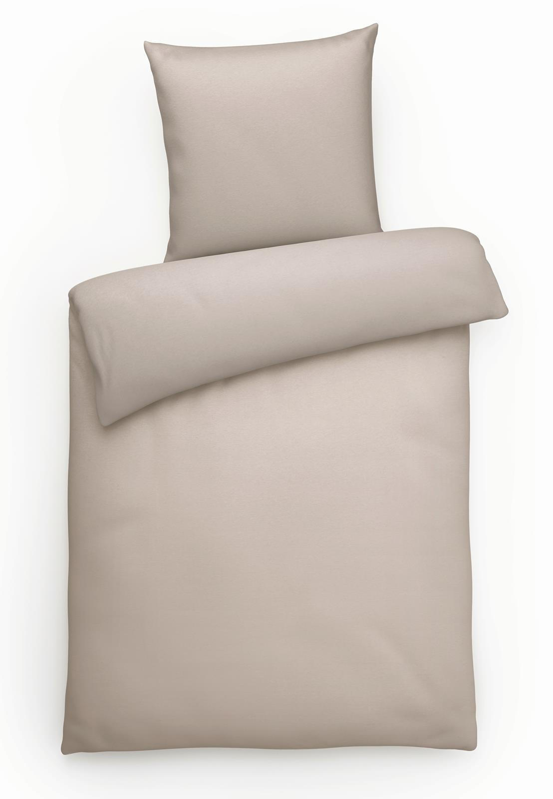 BETTWÄSCHE 155x220 Interlock Jersey Bettbezug einfarbig Baumwolle Kiesel Grau Uni - Made in Germany - Graubraun, Textil (155/220cm) - Carpe Sonno