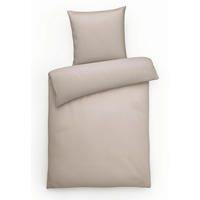 BETTWÄSCHE 155x220 Interlock Jersey Bettbezug einfarbig Baumwolle Kiesel Grau Uni - Made in Germany - Graubraun, Textil (155/220cm) - Carpe Sonno