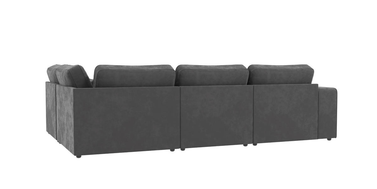 ECKSOFA modularer Leox Grau Samt-Stoff - Schwarz/Grau, Kunststoff/Textil (305/281cm) - S-Style Möbel