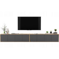 TV-LOWBOARD 2-er Set Apollo2 Eiche wotan Graphit Matt 150 cm - Graphitfarben, Holzwerkstoff (300/39/35cm) - Meble Lindner