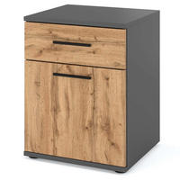 NACHTTISCH - GRAU/EICHE WOTAN - Eiche Wotan/Grau, Holz (40/52/40.5cm) - Stiv Meble