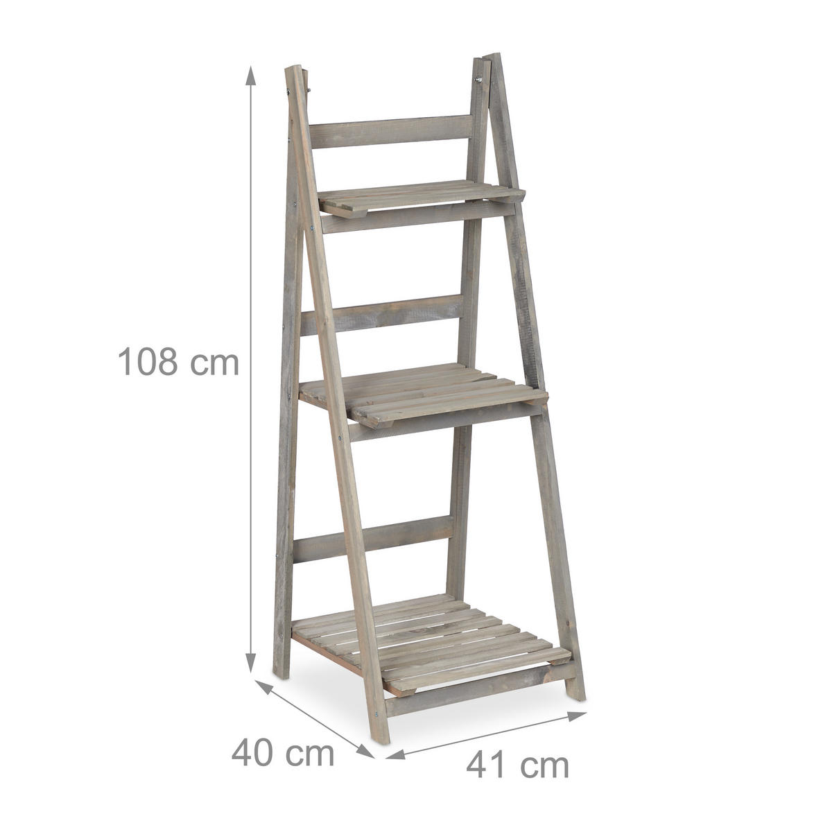 KVĚTINOVÉ schodiště - šedá, dřevo (41/108/40cm) - Relaxdays