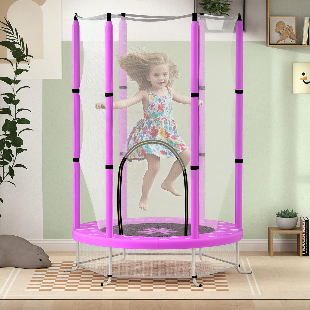 KINDER TRAMPOLIN, Violett, Stahl, Kunststoff - Violett, Metall (140/140cm) - AIYAPLAY