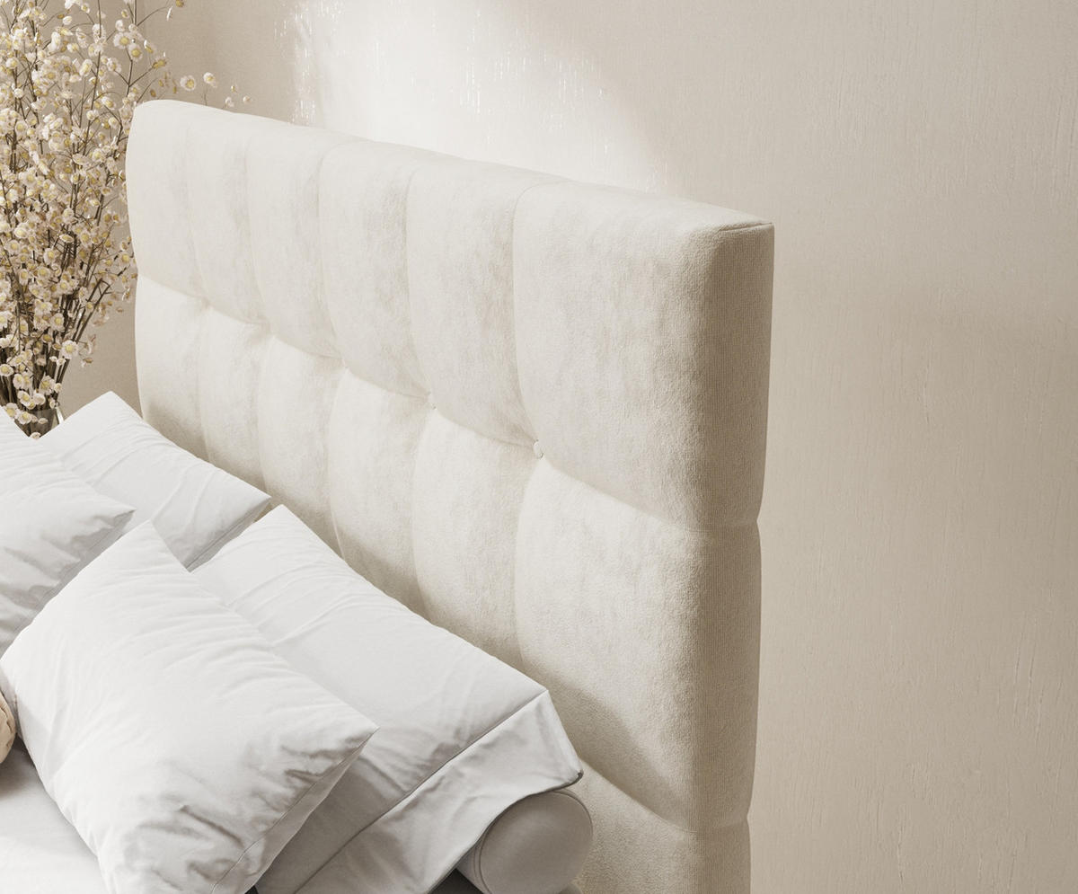 BOXSPRINGBETT Chanton Creme 200/200 cm mit Latex-Topper - Silberfarben/Creme, Holz/Holzwerkstoff (200/200cm) - Maison de Reve