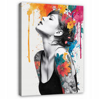 BILDER Frau Abstrakt Bunt 120x80 - Multicolor, Holzwerkstoff (80/120cm) - Wallarena