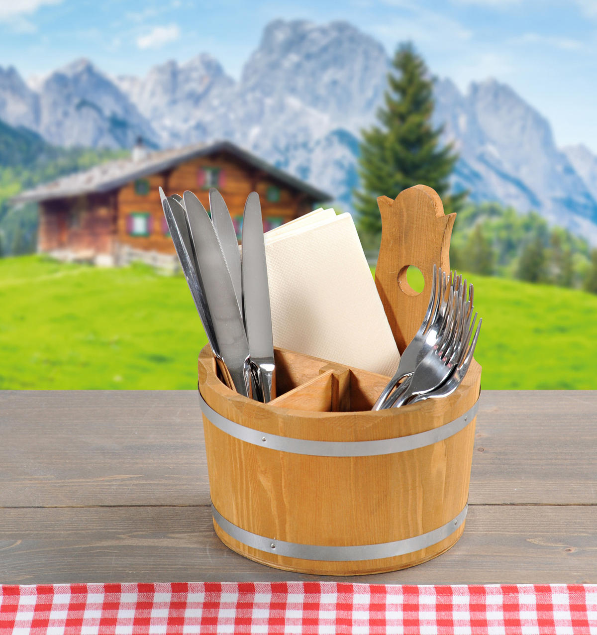 DEKO-HALTER für Besteck 17/17/20 cm - Braun, Holz (17/20/17cm) - Kesper