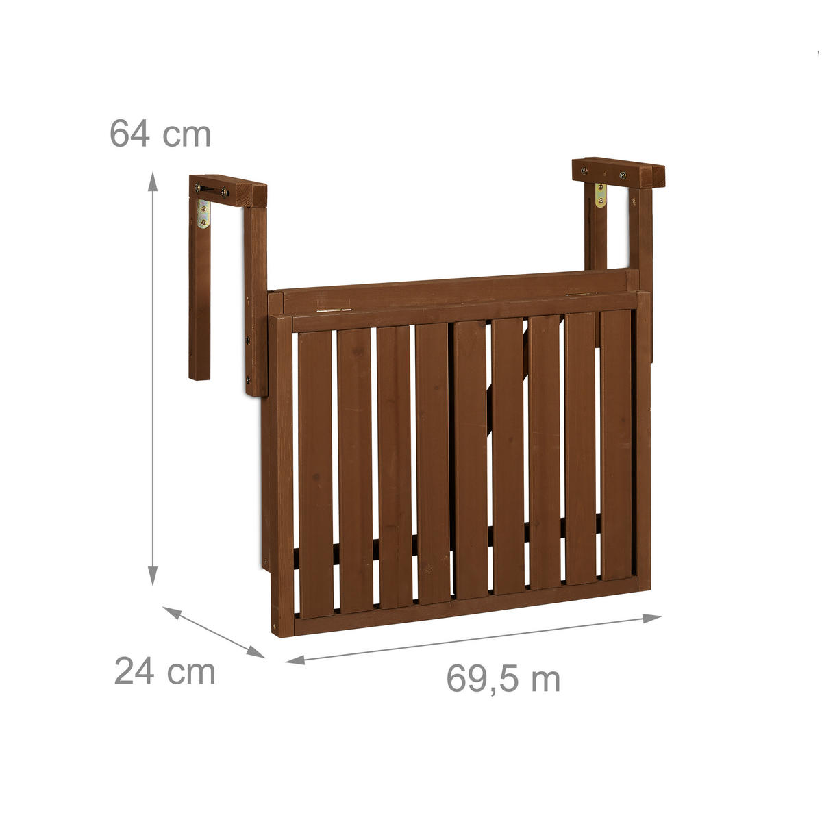 BALKONKLAPPTISCH - Dunkelbraun, Holz/Metall (66/69.5/55cm) - Relaxdays