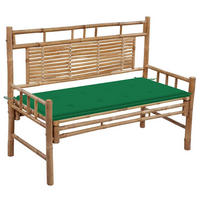 GARTENBANK mit Auflage 120 cm Bambus - Grün, Holz (55/90/120cm) - furnicato