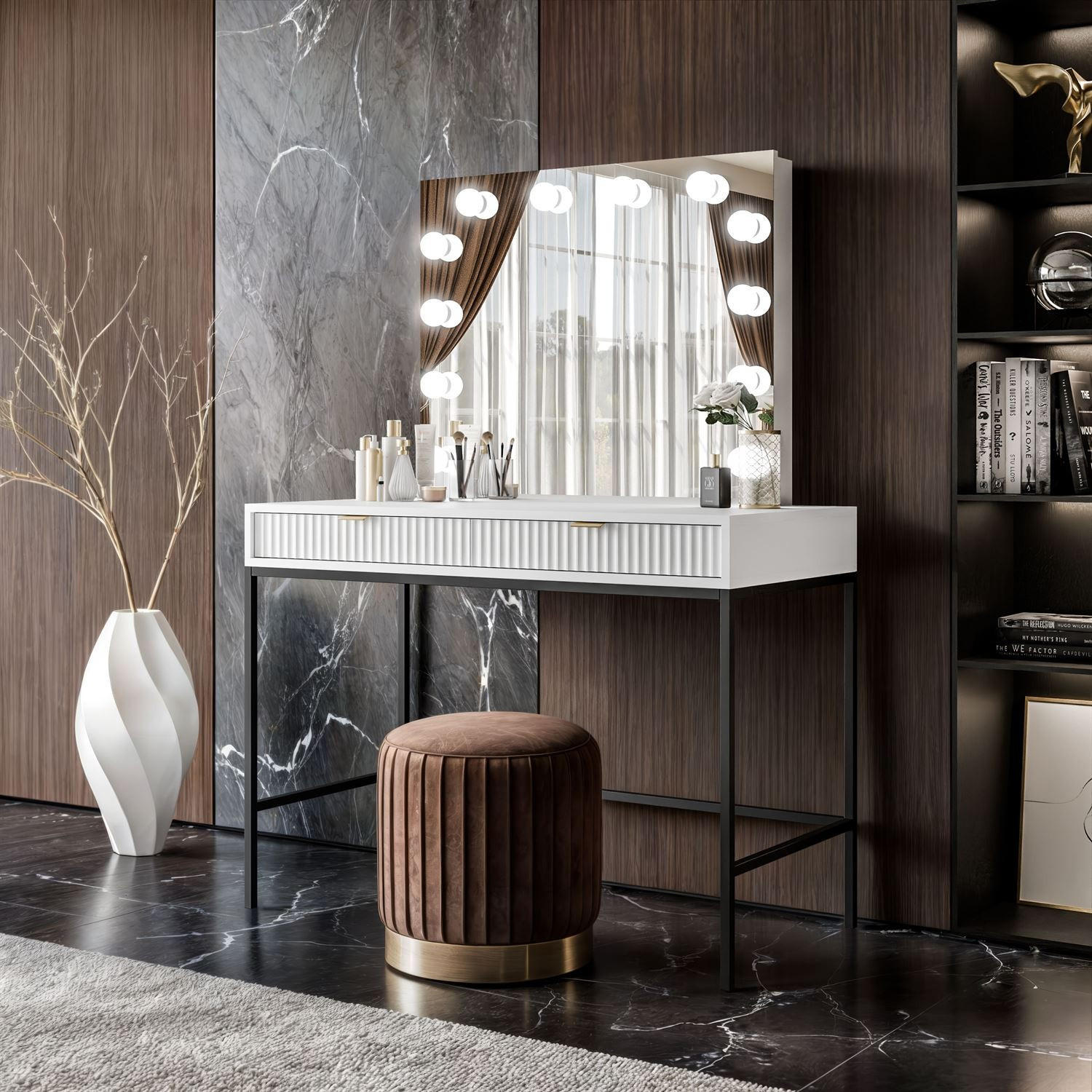 Thumbnail - Lookway Schminktisch, Weiß, Holzwerkstoff, 104x78x50 cm, Schlafzimmer, Schminktische