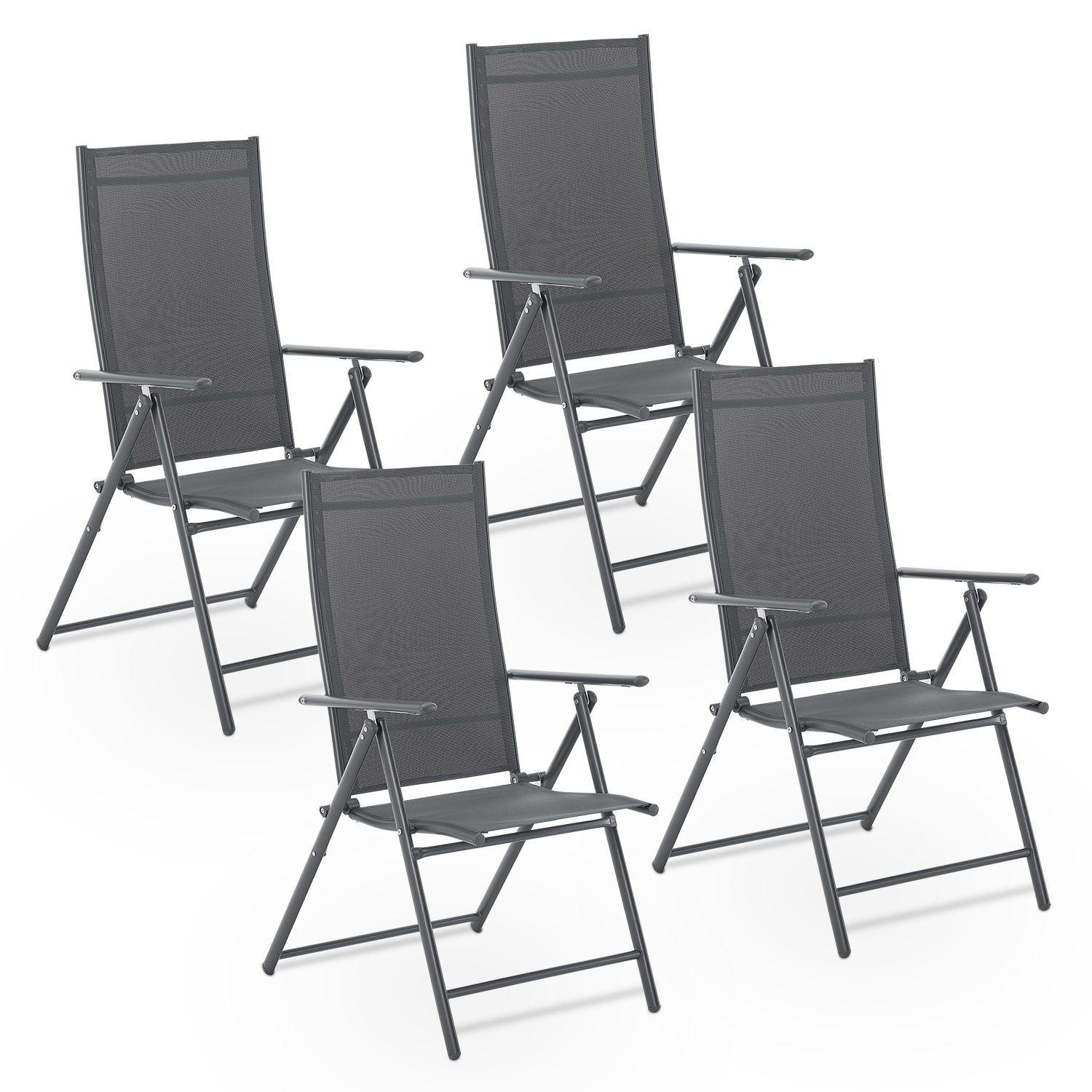 GARTENSTUHL Calena Anthrazit klappbar (4er Set) - Anthrazit, Metall (57/105/68cm) - Juskys