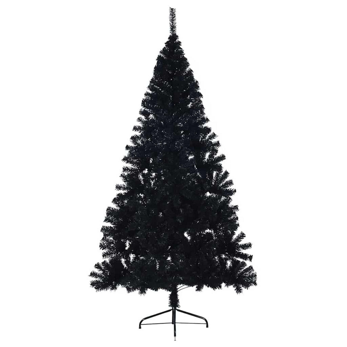 WEIHNACHTSBAUM Künstlicher Vorbeleuchteter Haltbar 115/115/180 cm Schwarz PVC - Schwarz, Kunststoff (180cm) - vidaXL