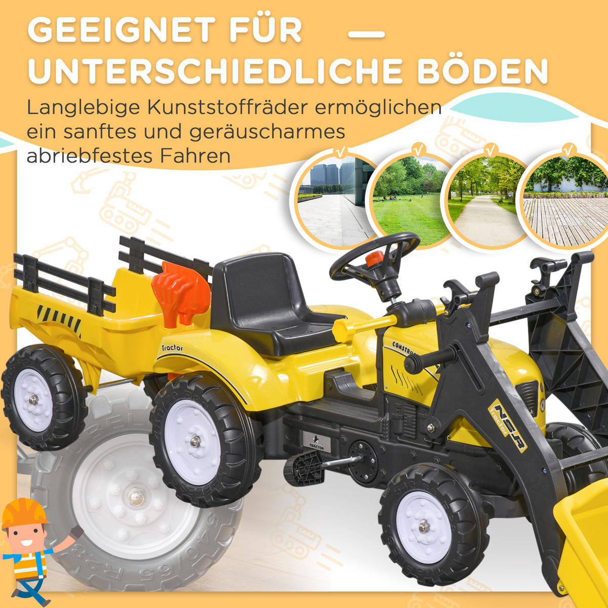 KINDER RUTSCHAUTO, Gelb, Metall+ Kunststoff - Gelb, Metall (167/41/52cm) - HOMCOM