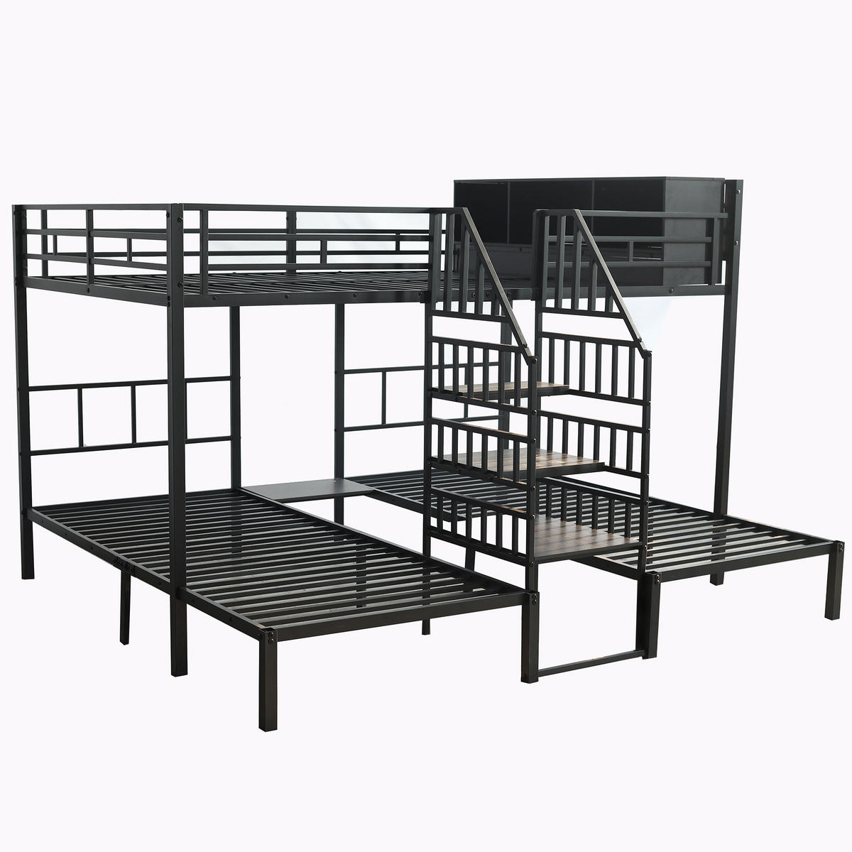 ETAGENBETT 90/200 cm & 140/200 cm in Schwarz mit Stauraum und Treppe - Schwarz, Metall (140/200cm) - CHICFURN