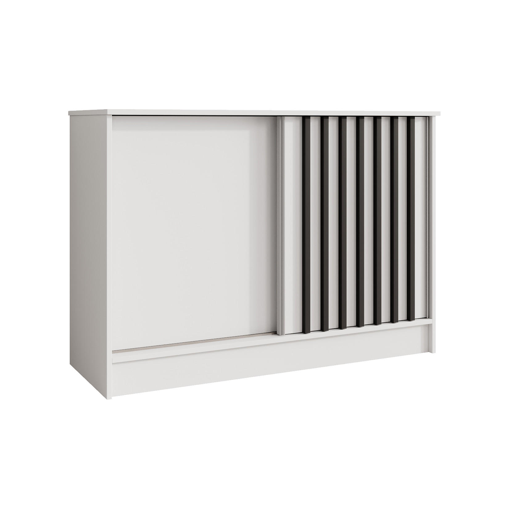 KOMMODE Horizon mit 2 Schiebetüren, Weiß, 120 cm - Schwarz/Weiß, Holzwerkstoff (121/85/43.5cm) - Beautysofa