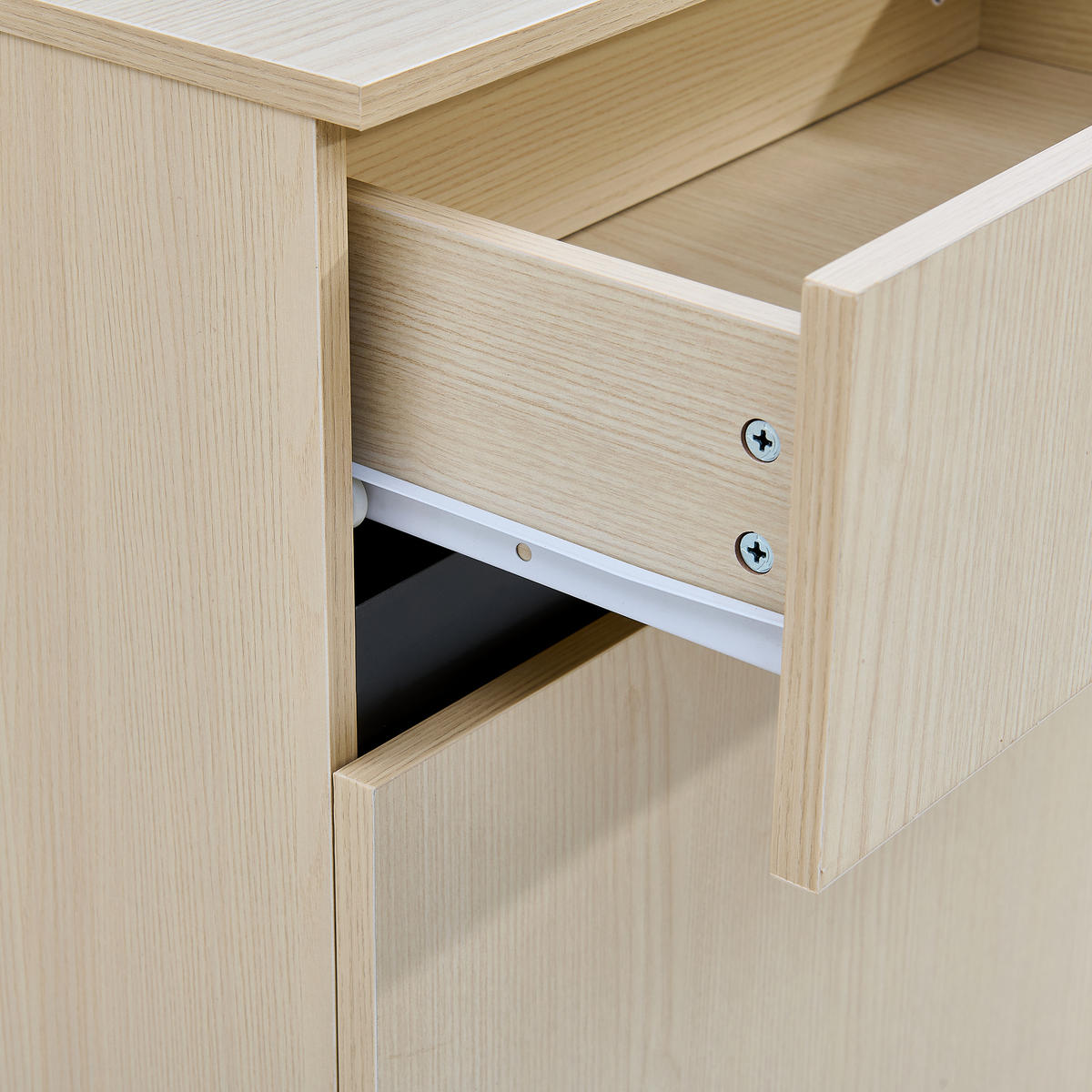 SCHUHSCHRANK mit 2 Türen und Schublade, verstellbaren Einlegeböden - Ahornfarben, Holzwerkstoff (35/90/75cm) - Korfee
