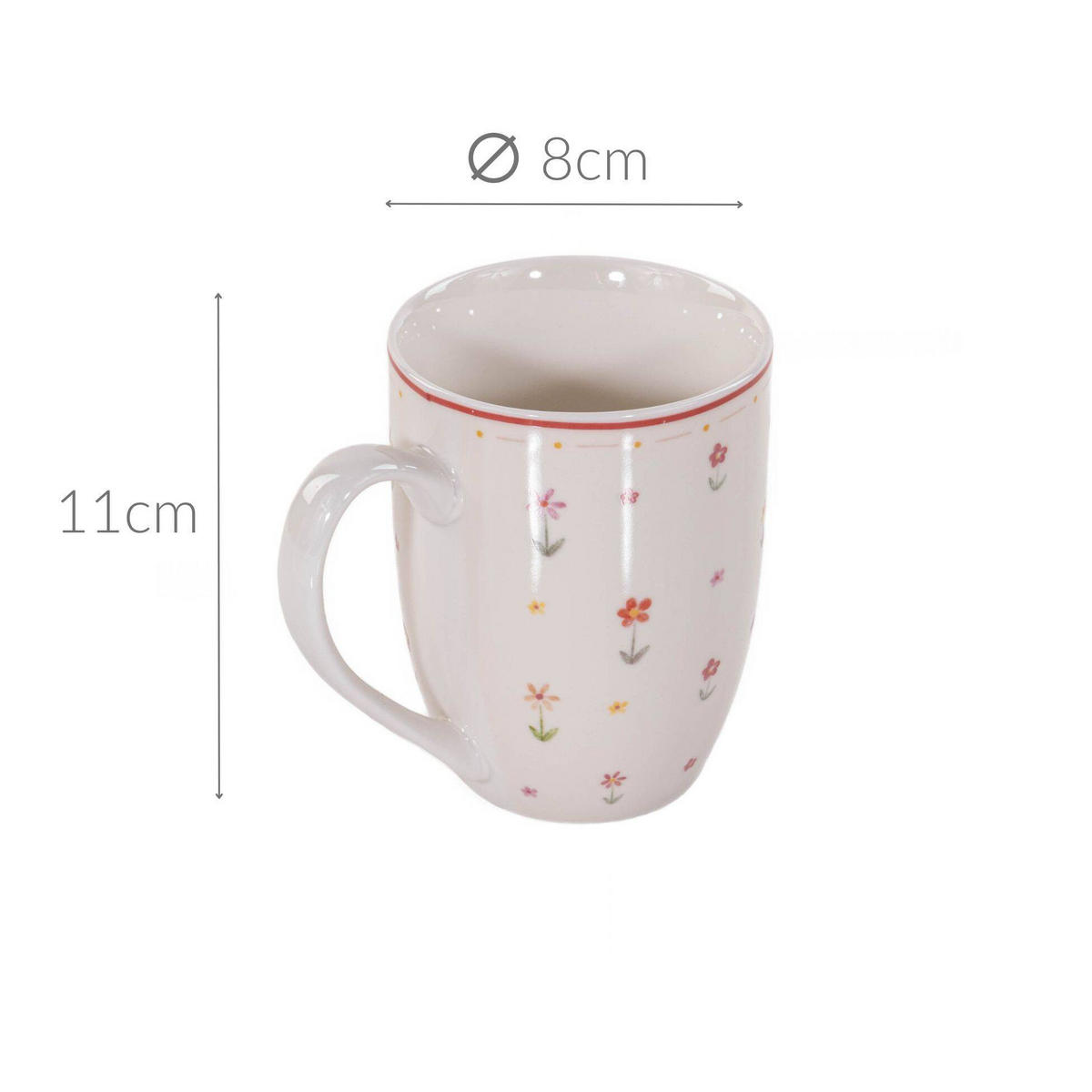 PORZELLANBECHER Blümi 350 ml - Multicolor/Weiß, Keramik (12L) - Boltze Home