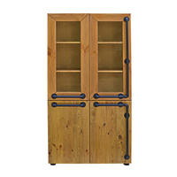 VITRINE Doppelte industrielle Kiefernvitrine für das Wohnzimmer DENAR 100 x 195 - Eichefarben, Holz (100/195/45cm) - Rawood Furniture