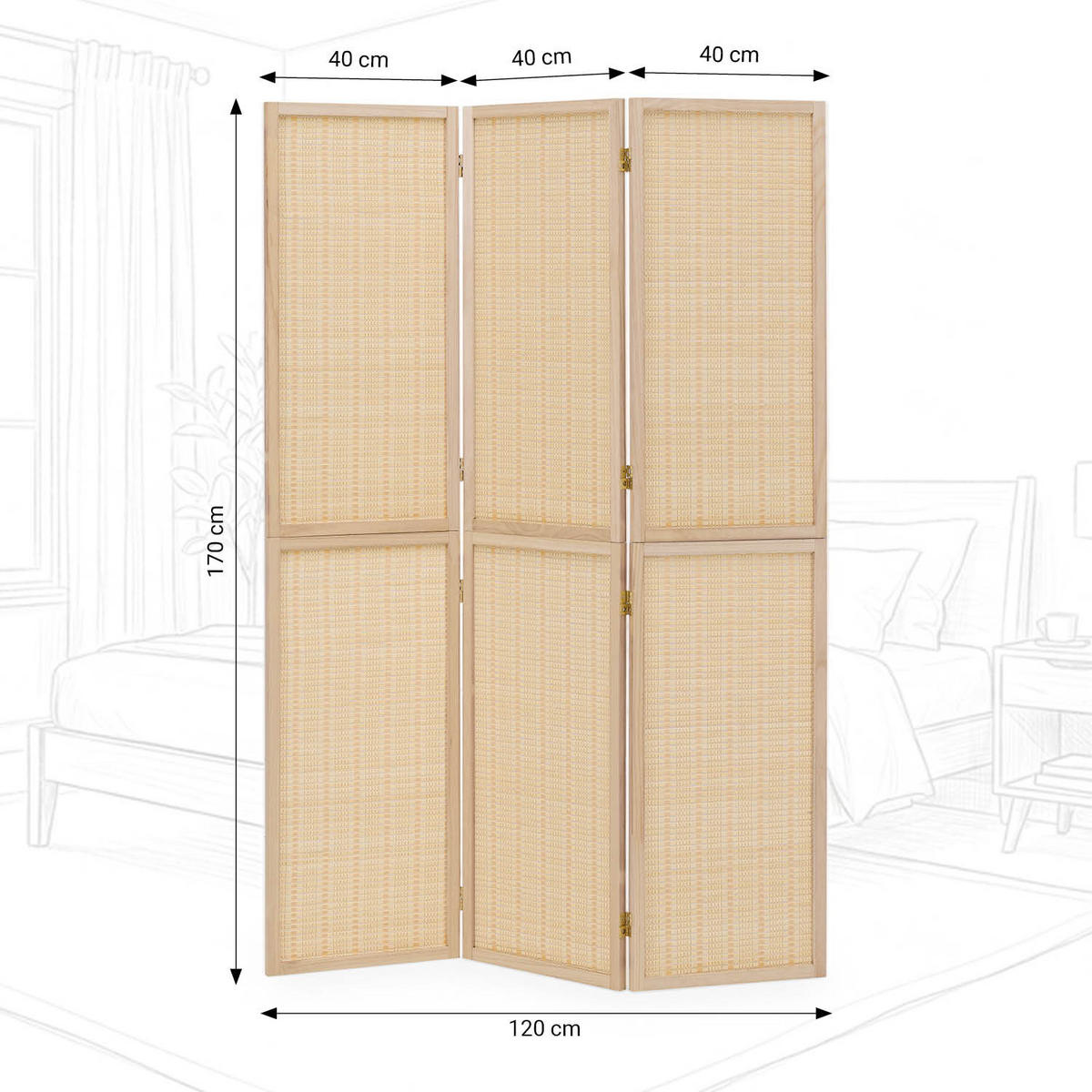 PARAVENT 120/170 cm Natur Holz Bambus - Braun, Holz/Naturmaterialen (120/170/2cm) - Homestyle4u