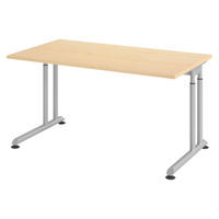SCHREIBTISCH Serie-Z 80/140/74 cm in Ahornfarben/Silberfarben - Silberfarben/Ahornfarben, Holzwerkstoff (80/140/74cm) - bümö