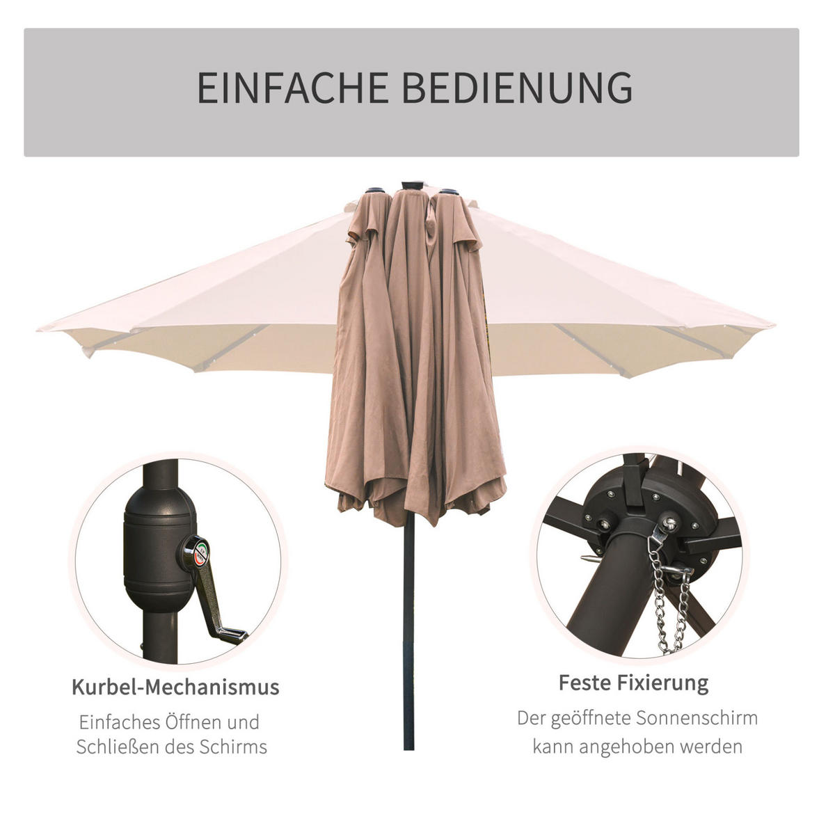SONNENSCHIRM 196/196/204 cm weinrot aus Polyester mit Knickfunktion - Rot, Holzwerkstoff (196/196cm) - OKWISH