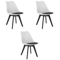 ESSZIMMERSTUHL 3-er Set RIKX Schwarz-weißer Sitz, schwarze Beine - Schwarz, Kunststoff (49/82/43cm) - Valora