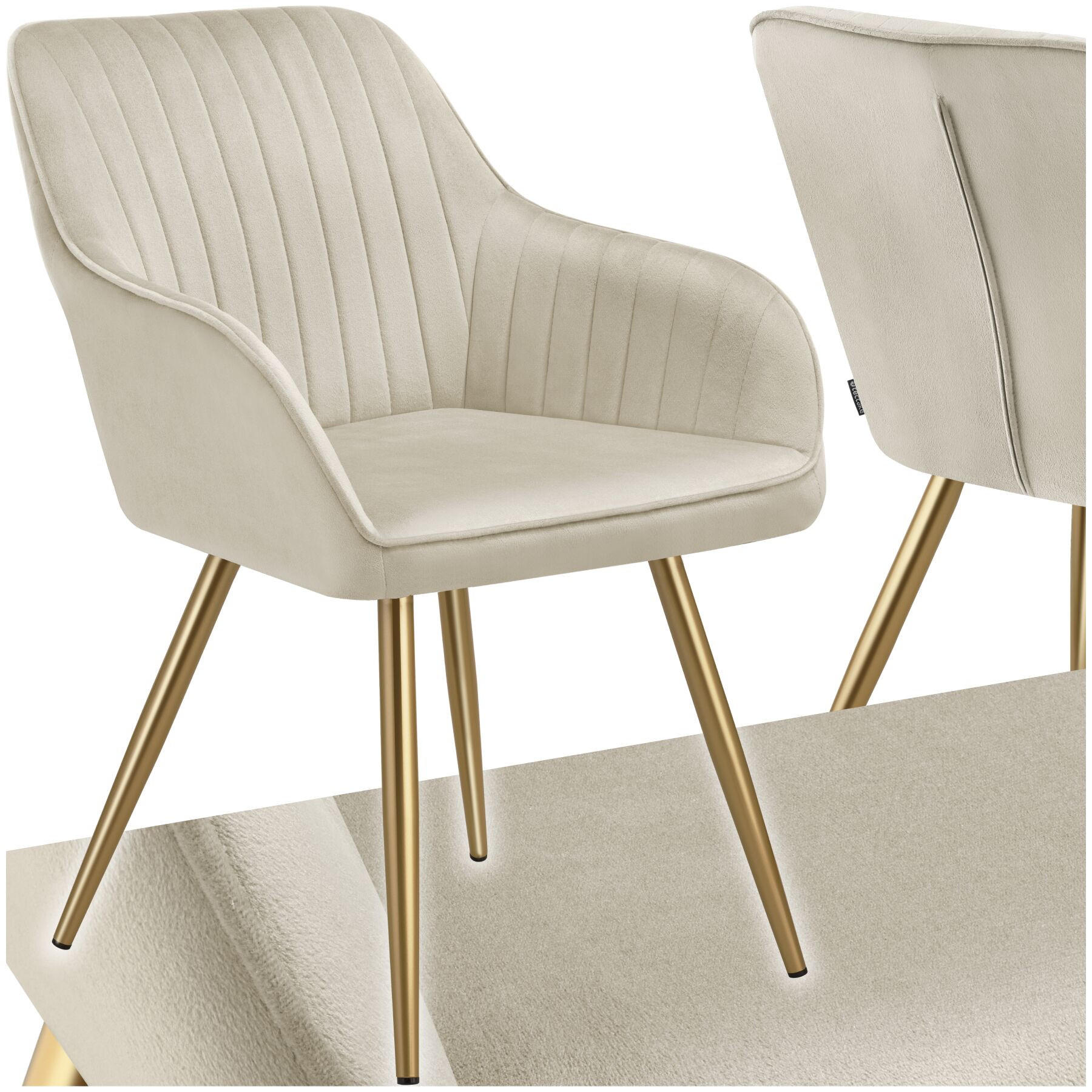 ESSZIMMERSTUHL 1er Set Marilyn 58 x 62 x 82 cm creme/gold - Goldfarben/Creme, Kunststoff (58/82/62cm) - tectake