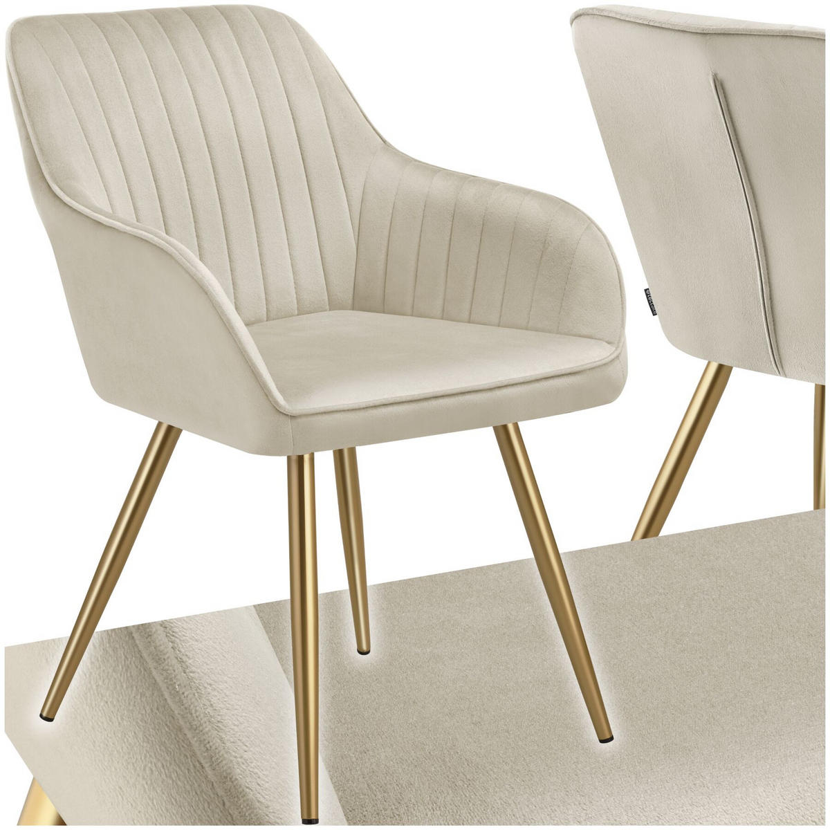 ESSZIMMERSTUHL 1er Set Marilyn 58 x 62 x 82 cm creme/gold - Goldfarben/Creme, Kunststoff (58/82/62cm) - tectake
