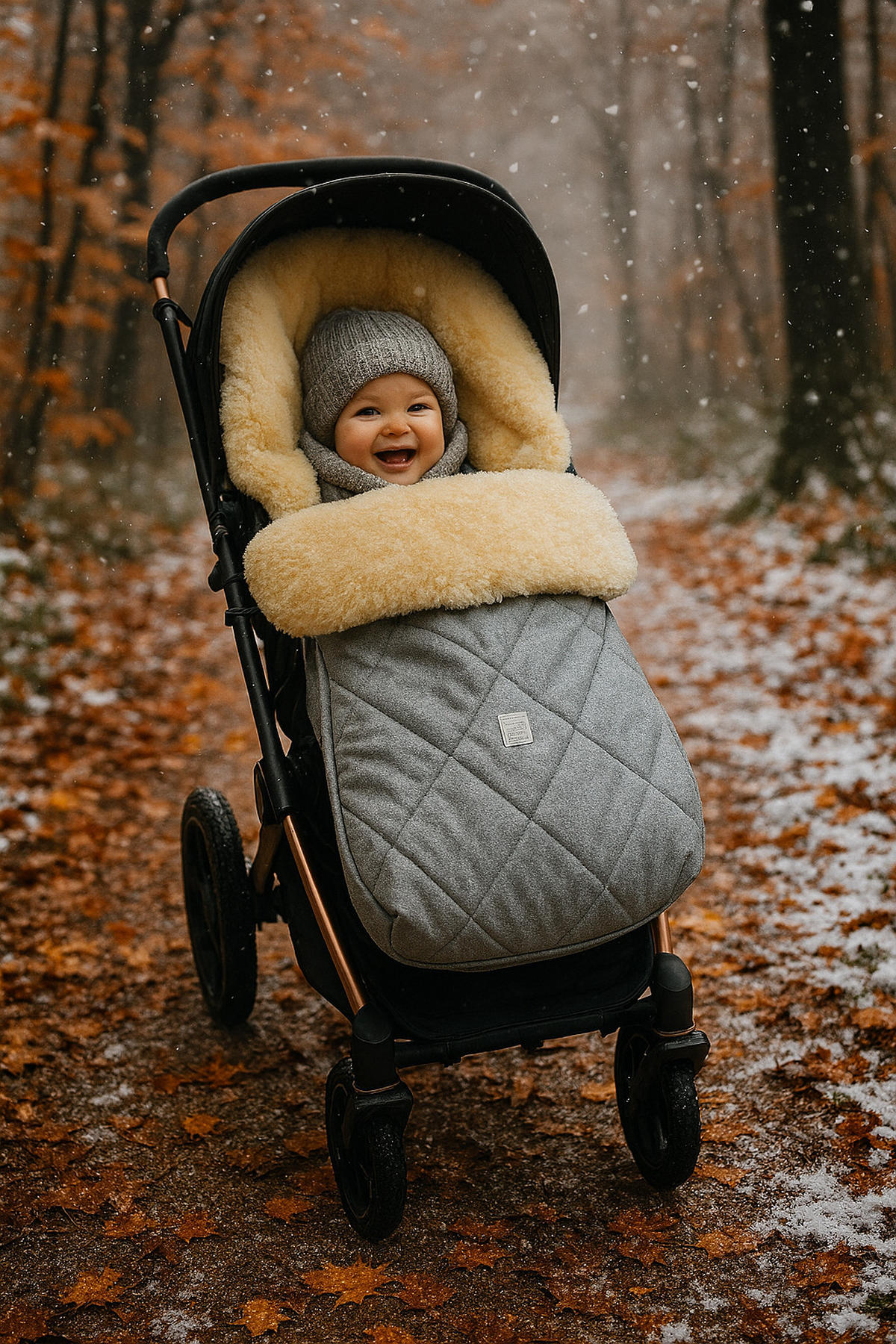 LAMMFELL-FUSSSACK Coosy, light grey melange - Grau, Fell (45/85cm) - Kaiserbaby