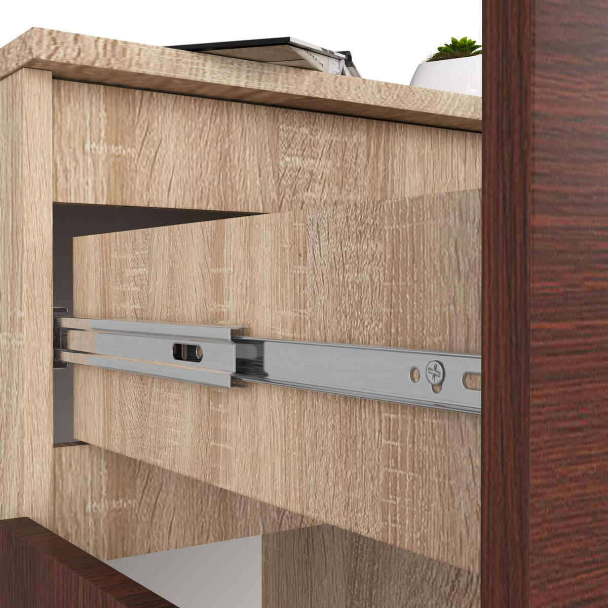 KOMMODE Sonoma Eiche, Wengefarben 80x40x99 cm - Wengefarben/Sonoma Eiche, Holzwerkstoff (80/99/40cm) - Akord