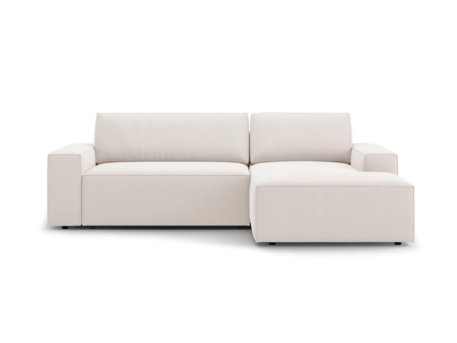 AUSKLAPPBARES-ECKSOFA rechts mit Container Jodie aus strukturiertem Stoff leichtes beige 3 Sitzplätze - Creme, Textil (246/151cm) - Micadoni