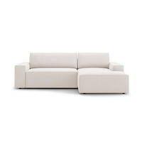 AUSKLAPPBARES-ECKSOFA rechts mit Container Jodie aus strukturiertem Stoff leichtes beige 3 Sitzplätze - Creme, Textil (246/151cm) - Micadoni