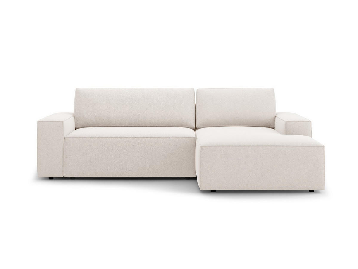 AUSKLAPPBARES-ECKSOFA rechts mit Container Jodie aus strukturiertem Stoff leichtes beige 3 Sitzplätze - Creme, Textil (246/151cm) - Micadoni
