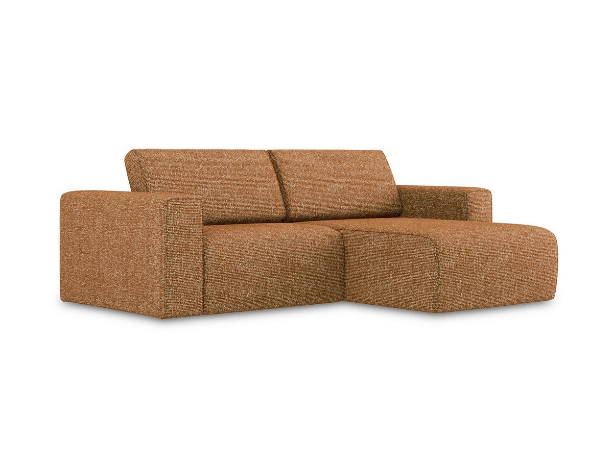 ECKSOFA Rechts Strukturstoff Stoff Orange - Terra cotta/Schwarz, Kunststoff/Textil (224/167cm) - Makamii