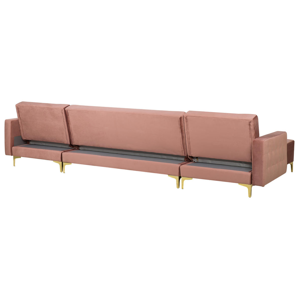 SCHLAFSOFA U-förmig mit Ottomane Samtstoff Rosa Aberdeen - Pink, Textil (348/83/168cm) - Beliani