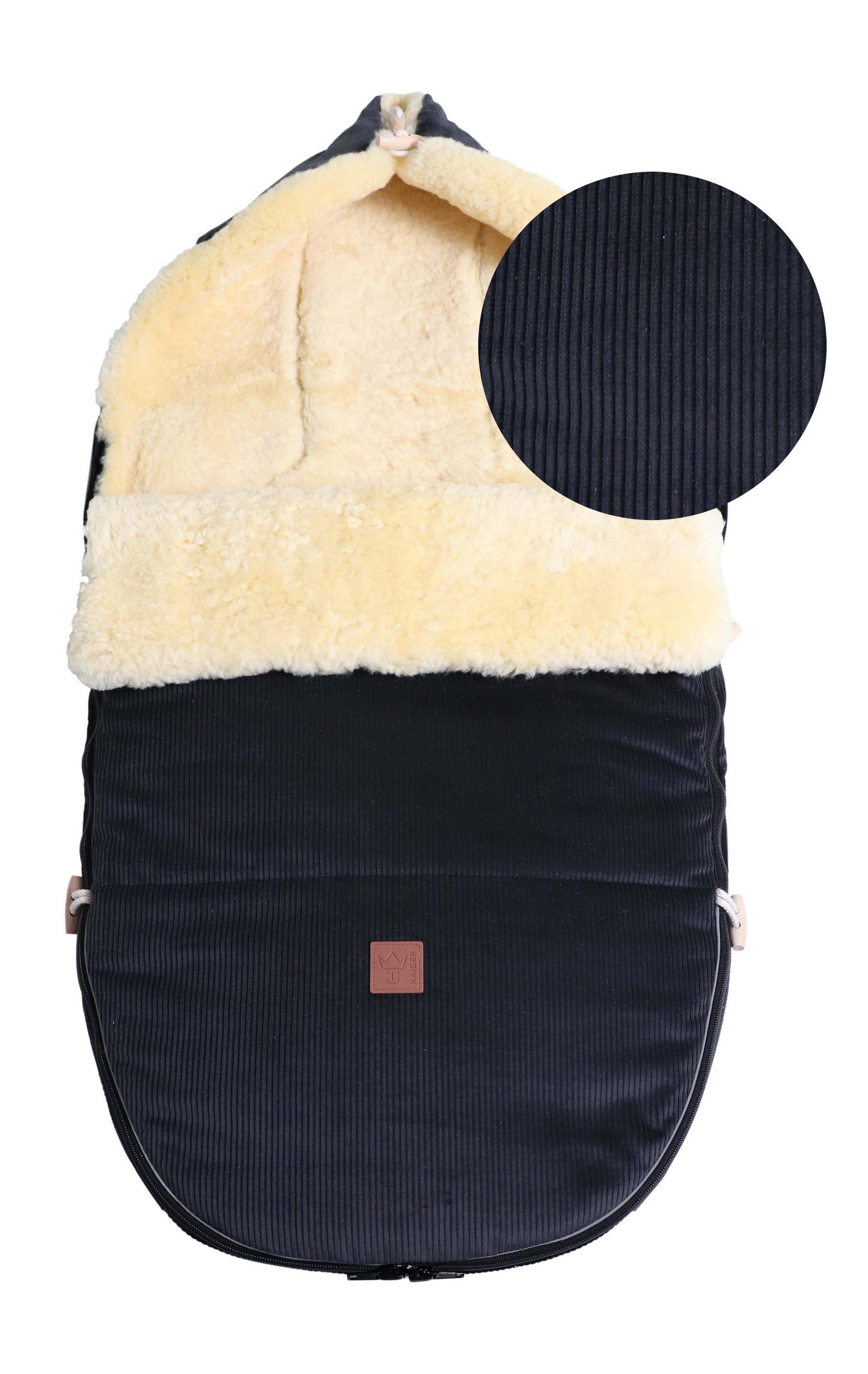 LAMMFELL-FUSSSACK Filius Cord, dark grey - Dunkelgrau, Fell (46/6/100cm) - Kaiserbaby