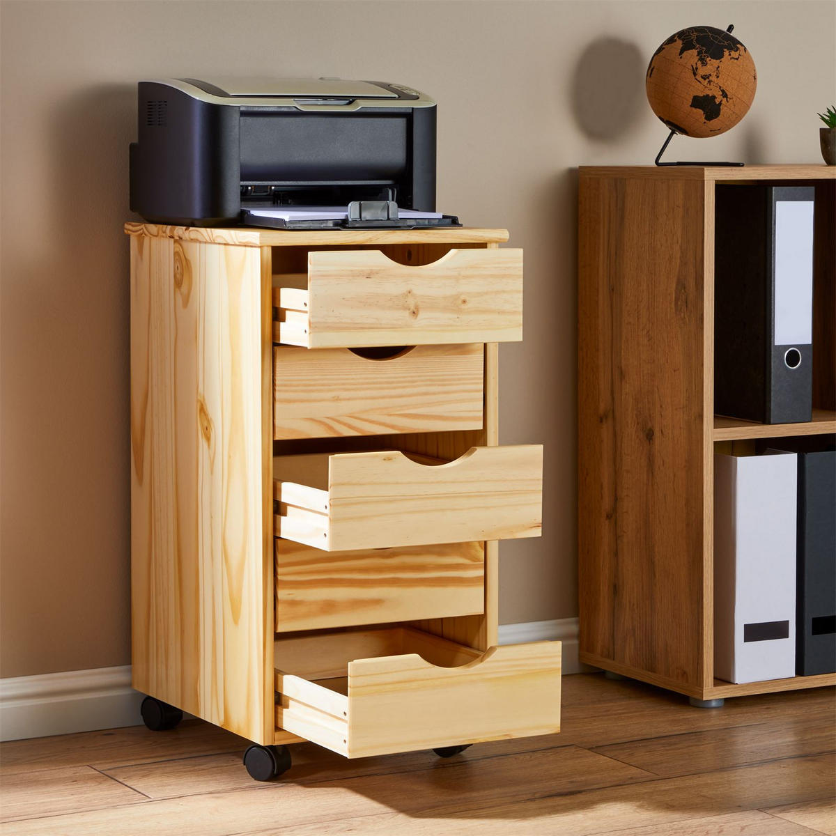 ROLLCONTAINER LAGOS natur - Naturfarben, Holz (35/65/40cm) - IDIMEX